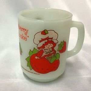 Vintage Strawberry Shortcake Milk Glass Mug Anchor Hocking